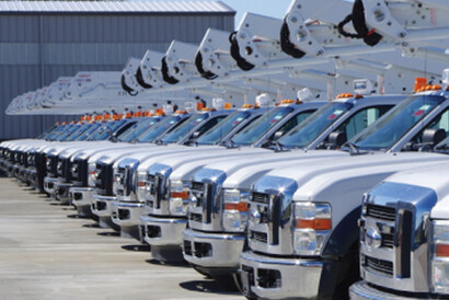 Lineup of Bucket Trucks