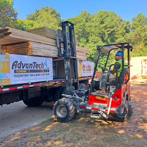 Truck-Mounted Forklift Unloading of Roofing Materials