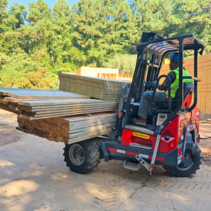 Truck-Mounted Forklift Delivery of Roofing Materials