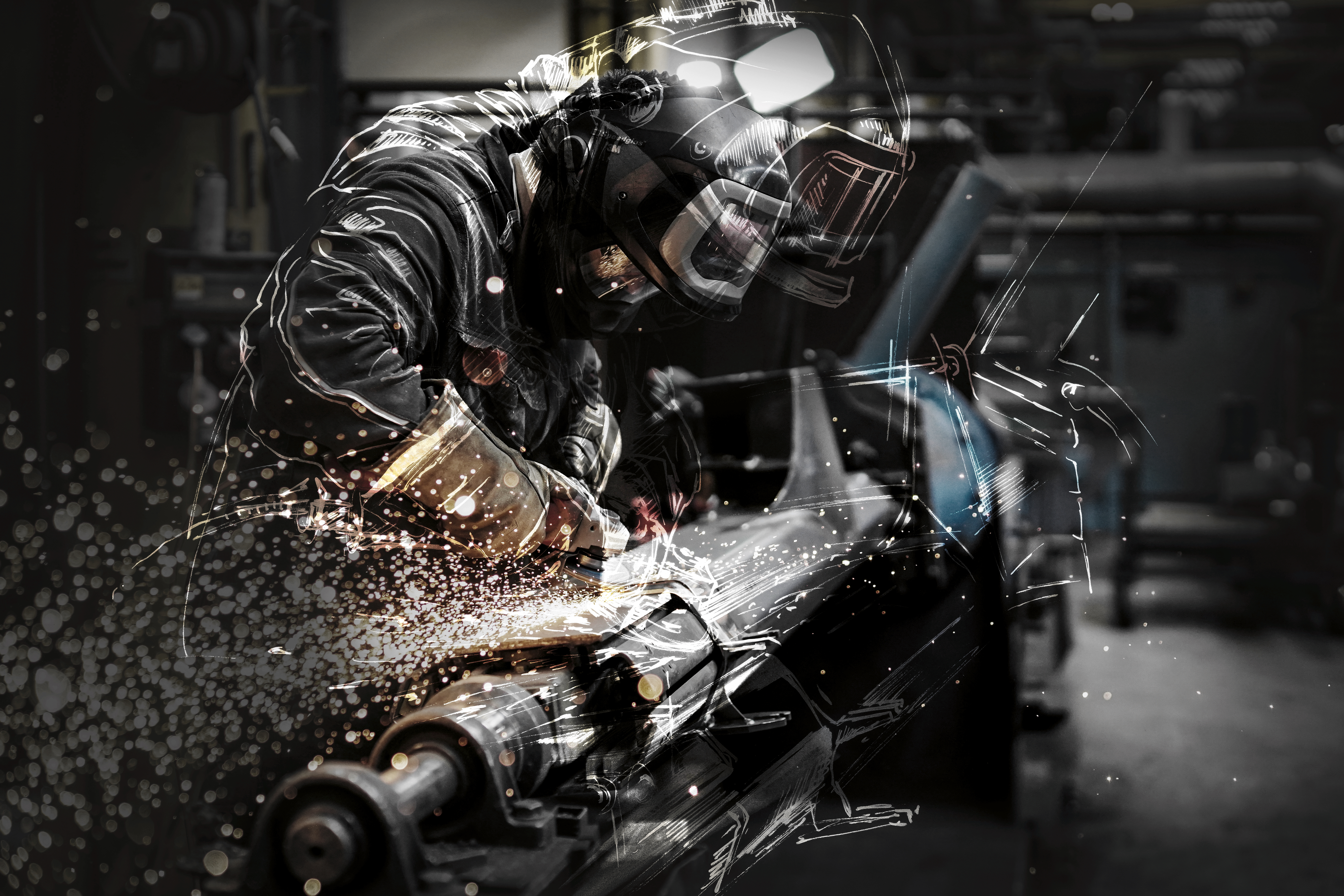 Welder represented in an artful way